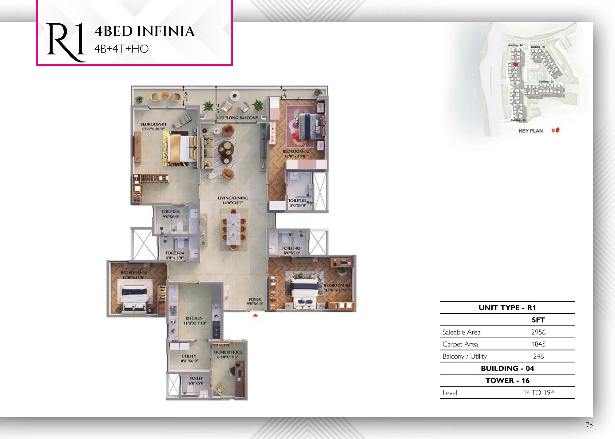 Prestige Raintree Park 4 BHK Infinia Floor Plan